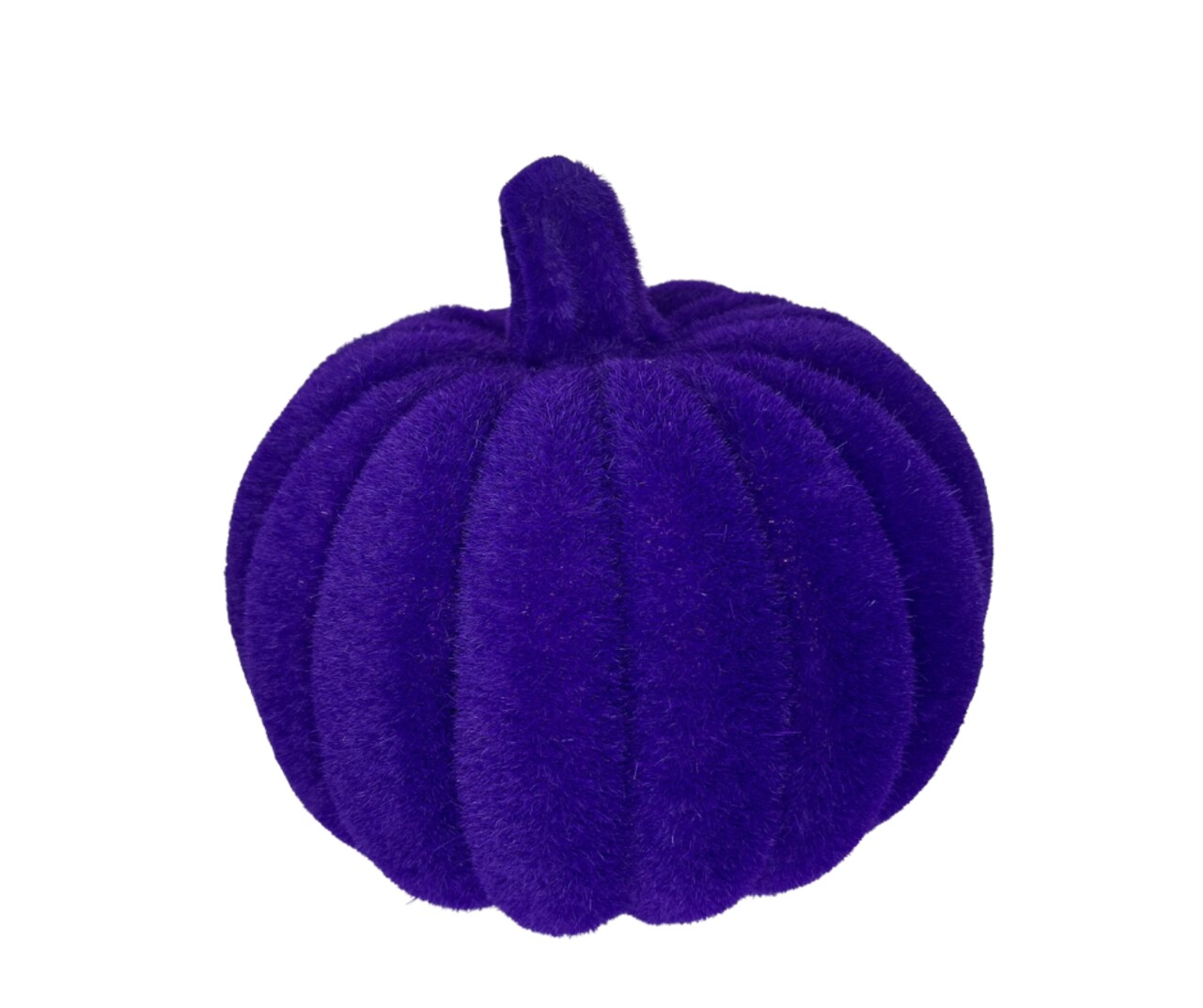 Flocked Pumpkin with Stem - Festive Halloween Decor in Your Choice of Pink, Black, Orange, or Purple - 8x7.25"-HA044398